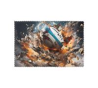 YYHHAOFA Juego de manteles individuales duraderos con diseño de rugby on Fire, impermeable, fácil de limpiar, resistente al calor, antideslizante