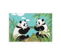 YYHHAOFA Juego de manteles individuales duraderos con dos bonitos pandas grandes, impermeables, fáciles de limpiar, resistentes al calor, antideslizantes