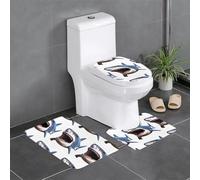 YYHHAOFA Juego de tres piezas con diseño de tiburón colmillo para baño, tapetes de ducha antideslizantes, de secado rápido