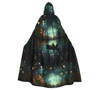 YYHHAOFA La capa con capucha estampada Lake under the stars para adultos es un poncho con capucha súper grande, cómodo y duradero para Halloween