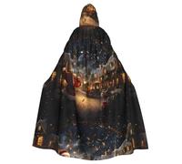 YYHHAOFA La capa con capucha estampada Magic of Christmas para adultos es un poncho con capucha de Halloween súper grande, cómodo y duradero