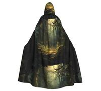 YYHHAOFA La capa con capucha para adultos con estampado de bosque primitivo es un poncho con capucha súper grande, cómodo y duradero de Halloween