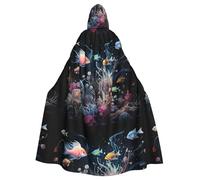 YYHHAOFA La capa con capucha para adultos con estampado de mundo submarino es un poncho con capucha de Halloween súper grande, cómodo y duradero