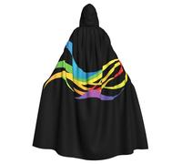 YYHHAOFA La capa con capucha para adultos con estampado de ondas arcoíris es un poncho con capucha súper grande, cómodo y duradero para Halloween