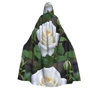 YYHHAOFA La capa con capucha para adultos con estampado de rosas blancas de la mañana es una capa súper grande, cómoda y duradera diseñada para adultos