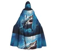 YYHHAOFA La capa con capucha para adultos con estampado de tiburón Domineering es un poncho con capucha súper grande, cómodo y duradero de Halloween