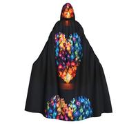YYHHAOFA La colorida capa con capucha para adultos con estampado de antorcha de corazón es un poncho con capucha súper grande, cómodo y duradero para Halloween