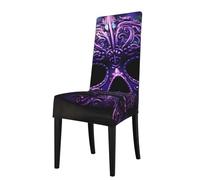 YYHHAOFA La funda para silla de comedor con estampado de calavera de terror púrpura y azúcar es fácil de desmontar y está hecha de tela de alta resistencia que es resistente al desgaste