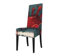 YYHHAOFA La funda para silla de comedor impresa a mano de terror es fácil de desmontar y está hecha de tela de alta resistencia que es resistente al desgaste