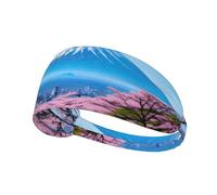 YYHHAOFA Mt. Fuji - Diadema deportiva con patrón de principios de primavera para mujer, a prueba de sudor, banda elástica de verano