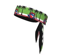 YYHHAOFA Pañuelo deportivo con estampado de rana y palmeras de la bandera de Puerto Rico, absorbe el sudor y es transpirable, diadema de movimiento, pañuelo de doble cara