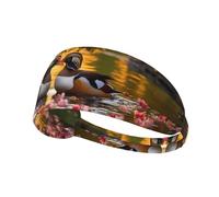 YYHHAOFA Par de diademas deportivas con patrón de patos mandarina para mujer, a prueba de sudor, banda elástica de verano