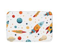 YYHHAOFA Rocket Clipart - Alfombra de terciopelo con diseño de barco espacial con borde de bloqueo de cristal, alfombra para dormitorio, salón, decoración del hogar