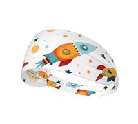 YYHHAOFA Rocket Clipart - Diadema deportiva con patrón de nave espacial para mujer, a prueba de sudor, banda elástica de verano