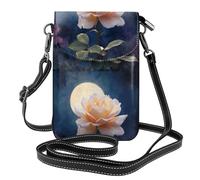 YYHHAOFA Roses In The Moonlight - Bolso cruzado pequeño de cuero para mujer, impermeable y duradero