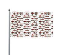 YYHHAOFA Salmon Prints - Banderas decorativas para exteriores de 3 x 5 pies, poliéster de alta calidad, colores vibrantes, secado rápido y fácil instalación para patio, fiesta