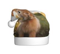 YYHHAOFA Sombrero de Navidad con imagen de conejo de orejas blancas para adultos para hombres y mujeres, diadema para ocasiones festivas