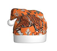 YYHHAOFA Sombrero de Navidad con imagen de leopardo tigre naranja para adultos, suave y esponjoso, ideal para uso a largo plazo