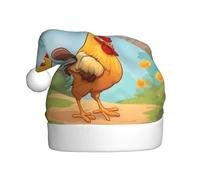 YYHHAOFA Sombrero de Navidad creativo con imagen de pollo de dibujos animados para adultos, suave y esponjoso, ideal para uso a largo plazo
