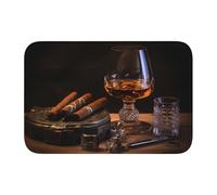 YYHHAOFA Tapete de terciopelo con diseño de cigarro y whisky con borde de bloqueo de cristal, alfombra de dormitorio, salón, decoración del hogar