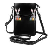 YYHHAOFA The Little Rabbit Looks For Easter Eggs Pattern Small Leather Women's Crossbody Flip Phone Bag Waterproof and Durable