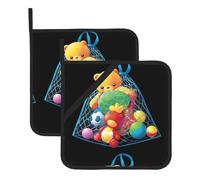 YYHHAOFA Toys in the net bag Pattern Square Pot Mat Set de dos piezas, aislado, grueso, impermeable, fácil de limpiar