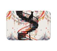 YYHWHJDE Alfombra antideslizante y gruesa con diseño de gato negro en la escalera de caracol, adecuada para baños, dormitorios, alfombras lavables de 40.6 x 61.0 cm