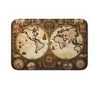 YYHWHJDE Alfombra antideslizante y gruesa con diseño de mapa del viejo mundo, apta para baños, dormitorios, alfombras lavables, 40,6 x 60,9 cm