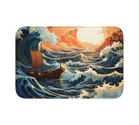 YYHWHJDE Alfombra antideslizante y gruesa con patrón de mar y vela, adecuada para baños, dormitorios, alfombras lavables de 16 x 24 pulgadas
