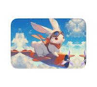 YYHWHJDE Alfombra de terciopelo con diseño de conejo volando un avión con borde de bloqueo para el suelo, alfombra de dormitorio, salón, decoración del hogar