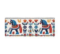 YYHWHJDE Alfombrilla de mouse extra grande con diseño de caballo dala sueco, para computadora, oficina, teclado antideslizante para juegos, versión gruesa, 12 x 31.5 pulgadas