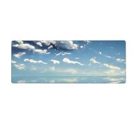 YYHWHJDE Alfombrilla de mouse extra grande con imagen de cielo azul y nubes blancas, teclado antideslizante para juegos, versión gruesa, 30,5 x 80 cm