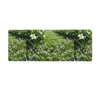 YYHWHJDE Alfombrilla de mouse extragrande con imagen de flores blancas, teclado antideslizante para juegos de oficina, versión gruesa, 12 x 31.5 pulgadas