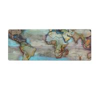 YYHWHJDE Alfombrilla de ratón extragrande con diseño de mapa del mundo de dibujos animados, para computadora, oficina, teclado antideslizante para juegos, versión gruesa, 30,5 x 80 cm
