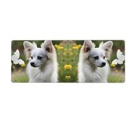 YYHWHJDE Alfombrilla de ratón extragrande con imagen de Papillon blanca, para computadora, oficina, teclado antideslizante para juegos, versión gruesa, 30,5 x 80 cm