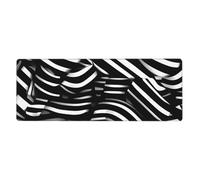 YYHWHJDE Alfombrilla de ratón extragrande con líneas blancas y negras para computadora, oficina, teclado antideslizante para juegos, versión gruesa, 30,5 x 80 cm