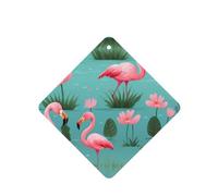 YYHWHJDE Ambientadores cuadrados con estampado de flamencos para coche, paquete de seis unidades: tarjetas perfumadas colgantes para armario, baño, decoración interior de coche