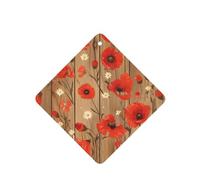 YYHWHJDE Ambientadores cuadrados de madera con estampado de flores rojas, paquete de seis tarjetas: tarjetas perfumadas colgantes para armario, baño, decoración interior de coche