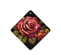 YYHWHJDE Ambientadores cuadrados para coche, con estampado de rosas de estilo ucraniano, paquete de seis unidades: tarjetas perfumadas colgantes para armario, baño, decoración interior de coche