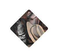 YYHWHJDE Ambientadores cuadrados para coche, diseño de botas occidentales, diseño de sombrero negro de vaquero, paquete de 4: tarjetas perfumadas colgantes para dormitorio, baño, decoración interior