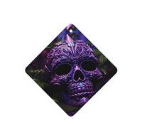 YYHWHJDE Ambientadores cuadrados para coche, diseño de calavera de terror, color morado y azúcar, paquete de 4: tarjetas perfumadas colgantes para armario, baño, decoración interior de coche