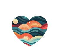 YYHWHJDE Ambientadores de coche con diseño de puesta de sol y amanecer con olas del océano, con impresión en forma de corazón, paquete de seis unidades: tarjetas perfumadas colgantes para armario,