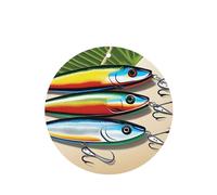 YYHWHJDE Ambientadores de coche de forma redonda con diseño de señuelo de pesca, paquete de 4: tarjetas perfumadas colgantes para dormitorio, baño, decoración interior del coche