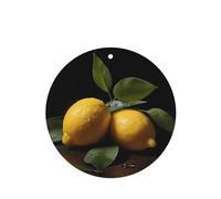 YYHWHJDE Ambientadores de coche de forma redonda con estampado de fruta de limón (6 unidades). Tarjetas perfumadas colgantes para armario, baño, decoración interior de coche