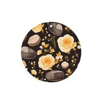 YYHWHJDE Ambientadores de coche de forma redonda con estampado de piedras de spa y rosas, paquete de seis tarjetas: tarjetas perfumadas colgantes para armario, baño, decoración interior de coche