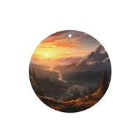 YYHWHJDE Ambientadores de coche de forma redonda con imagen de Mountain Sunrise, paquete de 4: tarjetas perfumadas colgantes para armario, baño, decoración interior del coche