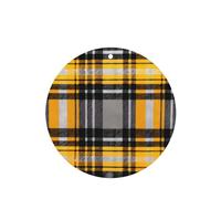 YYHWHJDE Ambientadores de coche de forma redonda con impresión a cuadros amarillos, grises, negros, paquete de seis tarjetas: tarjetas perfumadas colgantes para armario, baño, decoración interior de
