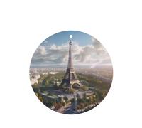 YYHWHJDE Ambientadores de coche de forma redonda con impresión de la Torre Eiffel Paris View, paquete de seis tarjetas: tarjetas perfumadas colgantes para armario, baño, decoración interior del coche