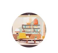 YYHWHJDE Ambientadores de coche de forma redonda con impresión moderna de mediados de siglo, paquete de seis tarjetas: tarjetas perfumadas colgantes para armario, baño, decoración interior del coche