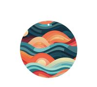 YYHWHJDE Ambientadores de coche de forma redonda, diseño de puesta de sol y amanecer con olas del océano, paquete de seis unidades: tarjetas perfumadas colgantes para armario, baño, decoración